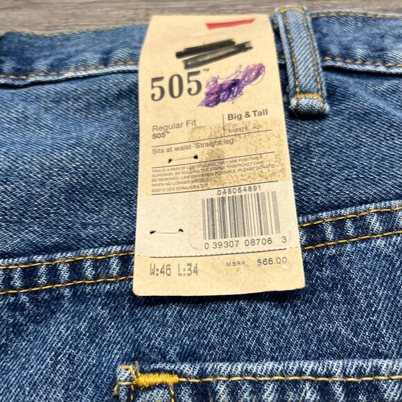 505 Levi Strauss & Co. Blue Mens 46x34 Regular Fit Denim Jeans New with Tag - Picture 10 of 12